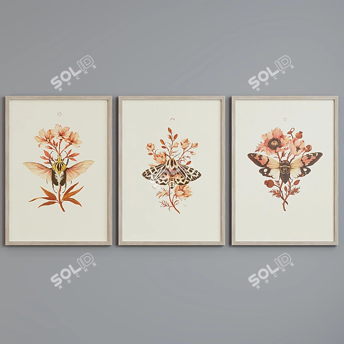 Modern Insect & Plant Picture Frame Set 3D model image 3