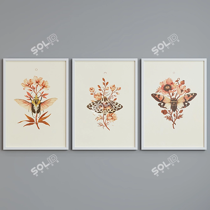 Modern Insect & Plant Picture Frame Set 3D model image 4