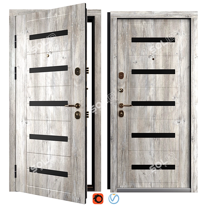 Premium Metal Entry Door Set 3D model image 1