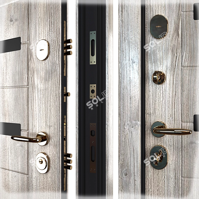 Premium Metal Entry Door Set 3D model image 2