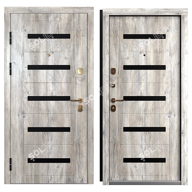 Premium Metal Entry Door Set 3D model image 3