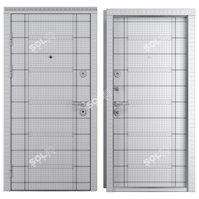 Premium Metal Entry Door Set 3D model image 4