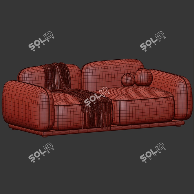 Luxurious Velvet 2-Seater Sofa 3D model image 2