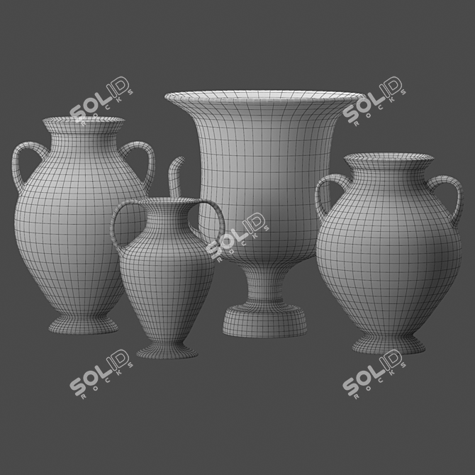 Handcrafted Ancient Greek Clay Vases 3D model image 6