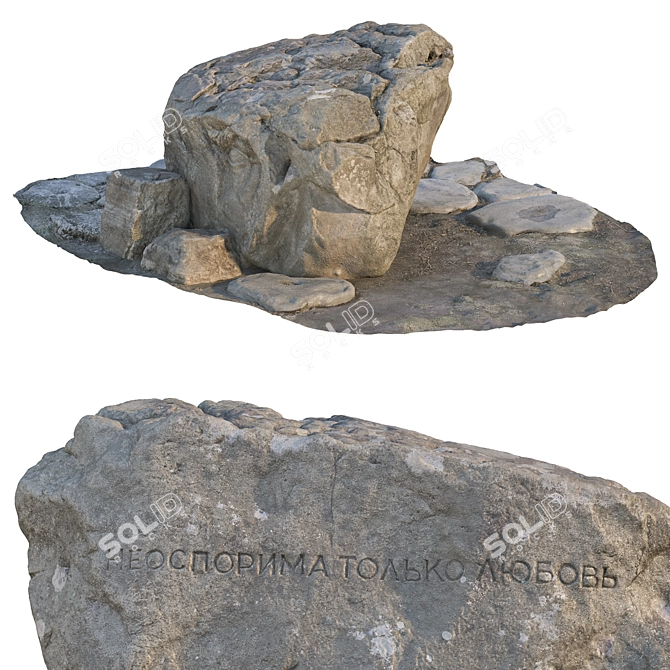 Large Stone for Park Landscaping 3D model image 1