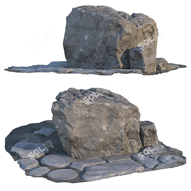 Large Stone for Park Landscaping 3D model image 3