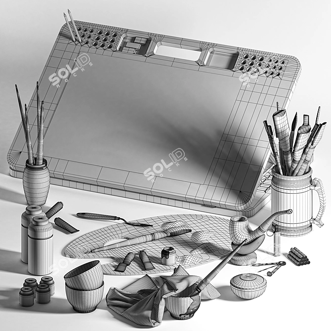 Ergonomic Drawing Set with Accessories 3D model image 4