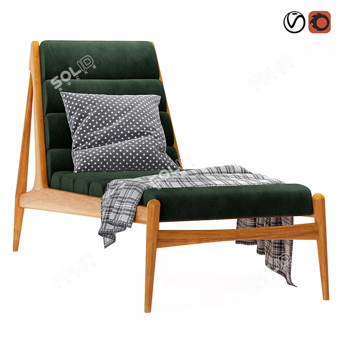 Teak Wave Chaise Lounge 3D model image 1