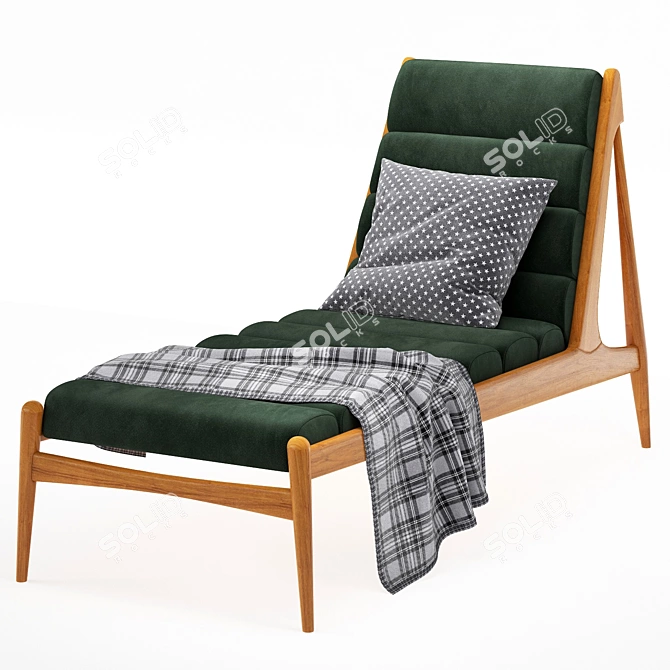 Teak Wave Chaise Lounge 3D model image 5