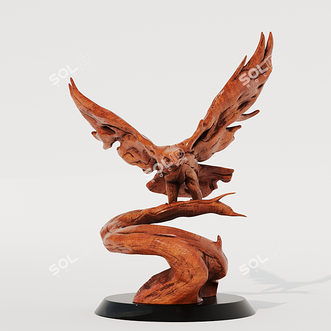  Majestic Hawk Wood Carving 3D model image 2