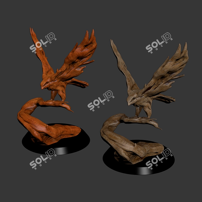  Majestic Hawk Wood Carving 3D model image 13