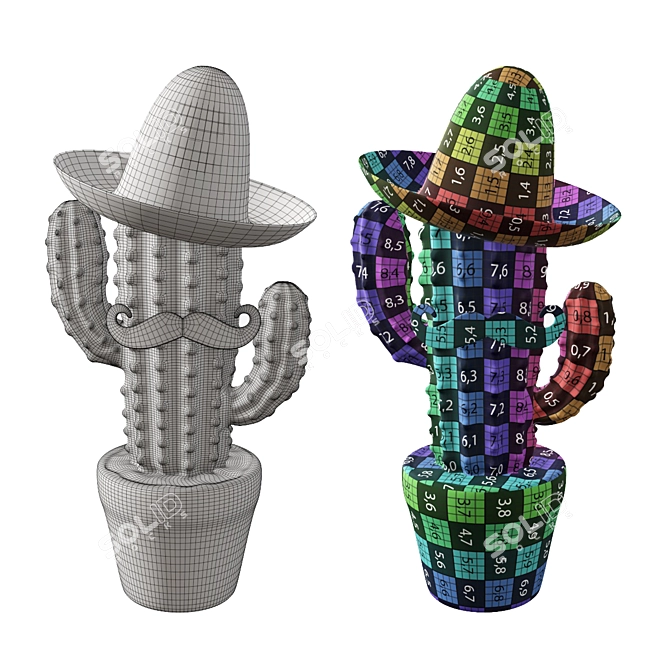 Stylized Cactus Sculpture with PBR Textures 3D model image 2