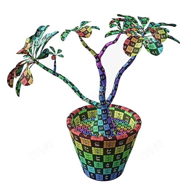 Bignonia Flowerpot Decorative Model 3D model image 3