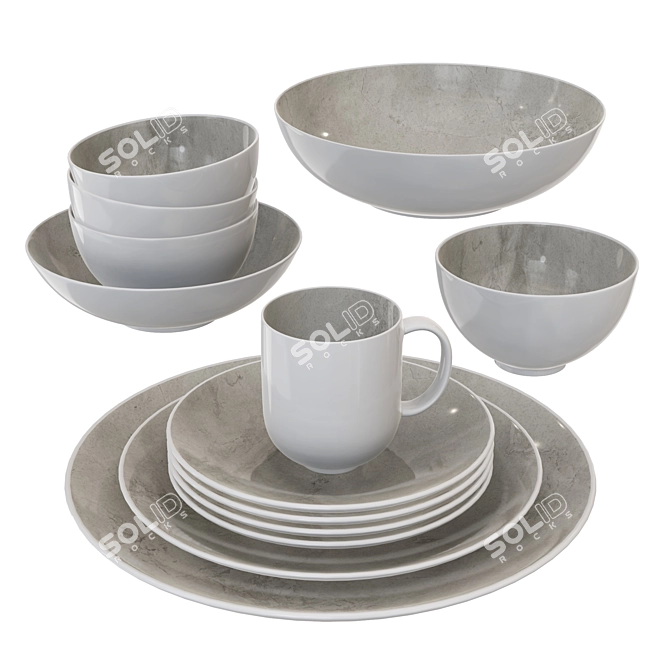 PBR Textured Dinnerware Set 3D Model 3D model image 1