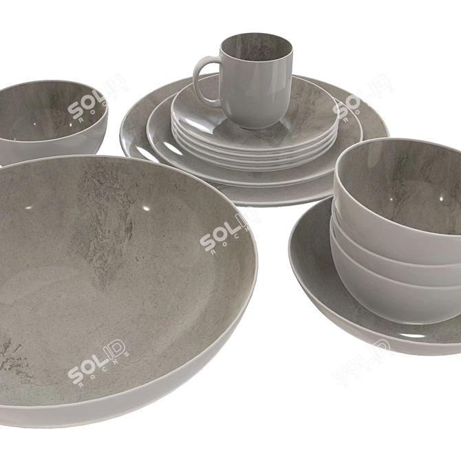 PBR Textured Dinnerware Set 3D Model 3D model image 2