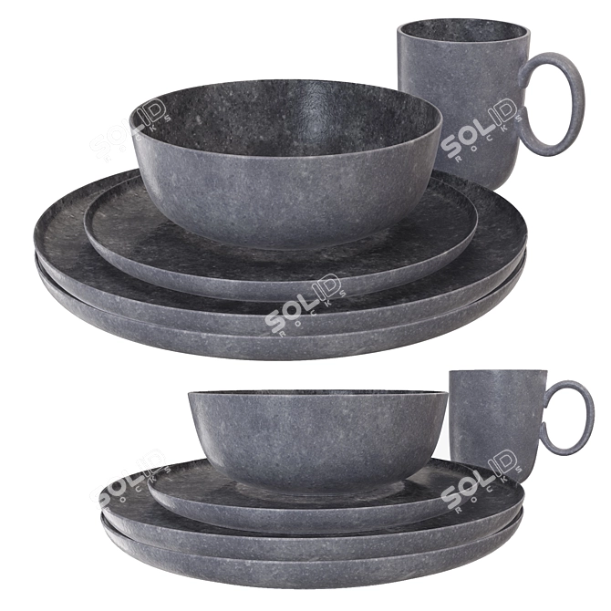 Modern Dinnerware Set 3D Model 3D model image 1