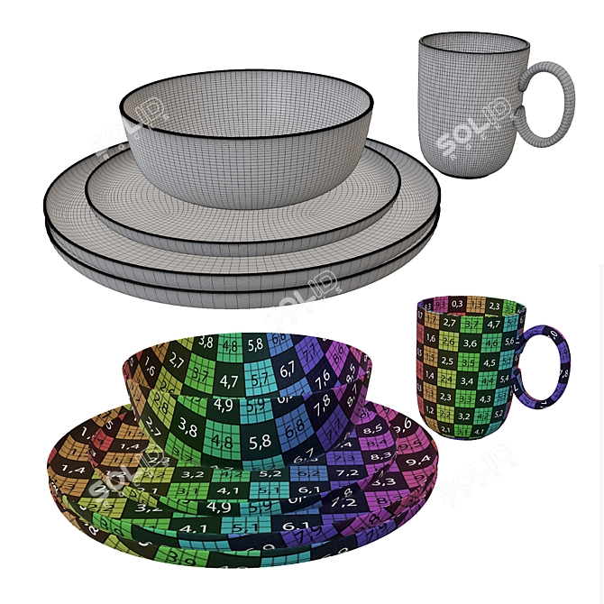 Modern Dinnerware Set 3D Model 3D model image 2