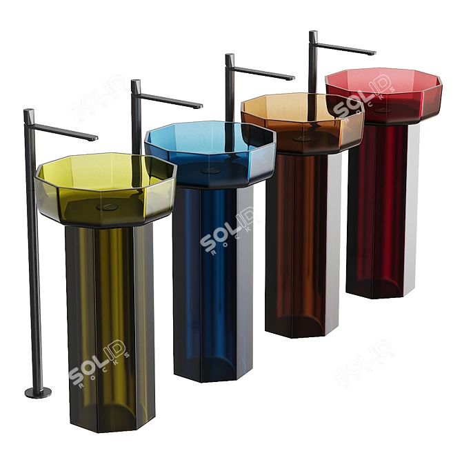 Luxury Opale Freestanding Washbasin Set 3D model image 2