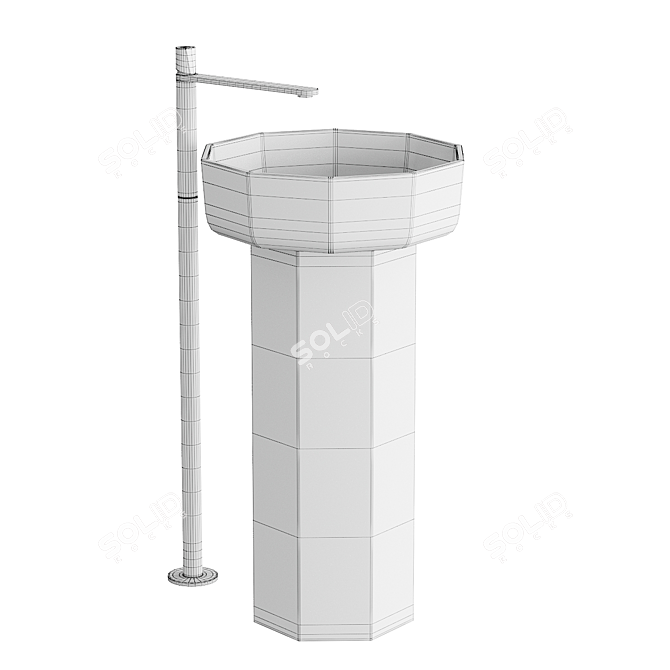 Luxury Opale Freestanding Washbasin Set 3D model image 5