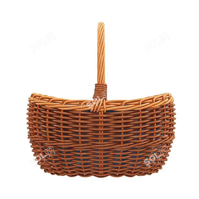 Oval Wicker Basket With Handle 3D model image 2