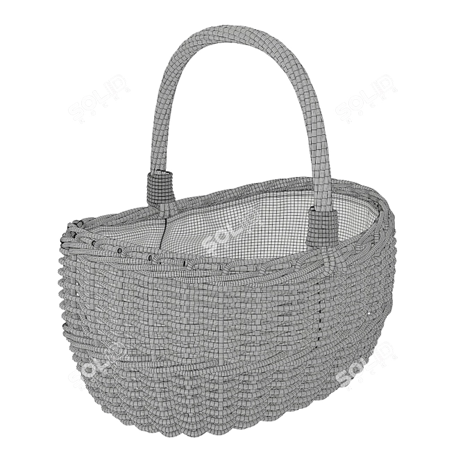 Oval Wicker Basket With Handle 3D model image 4