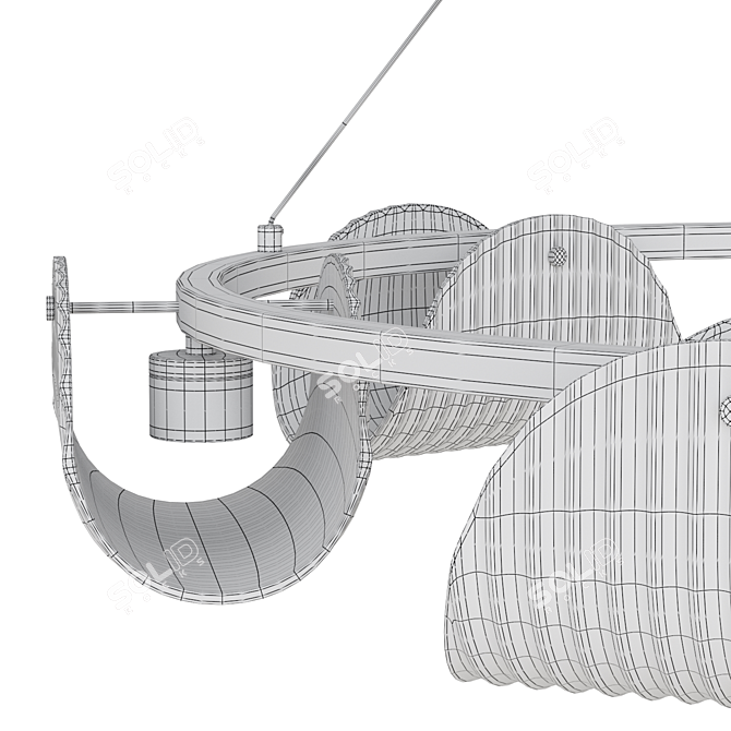 Smoke Glass LED Ring Chandelier 3D model image 4