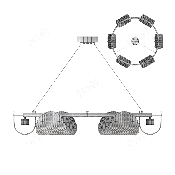 Smoke Glass LED Ring Chandelier 3D model image 5