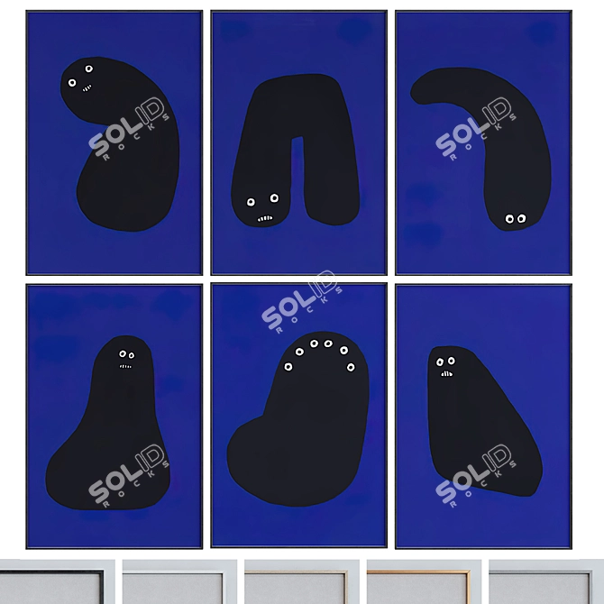 Set of 6 Modern Picture Frames 3D model image 1