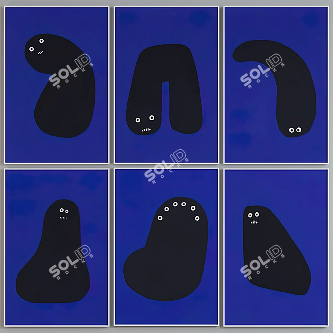 Set of 6 Modern Picture Frames 3D model image 2