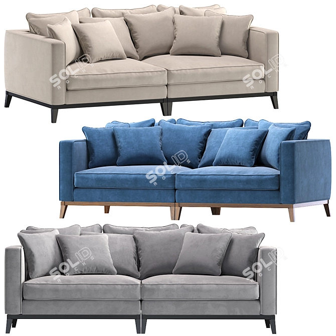 Plush Salt Lake Sofa by Cazarina 3D model image 1