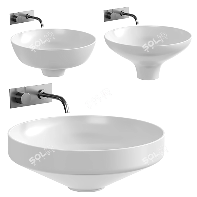 EQUILIBRIUM Ceramic Round Washbasin 3D model image 1