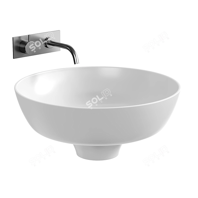 EQUILIBRIUM Ceramic Round Washbasin 3D model image 4