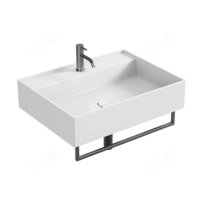 HIDE Wall-Mounted Ceramic Washbasin 3D model image 2