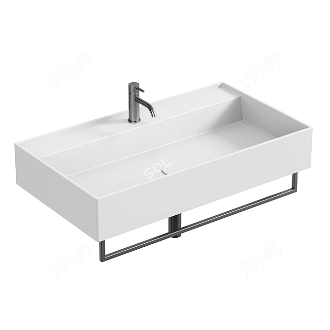 HIDE Wall-Mounted Ceramic Washbasin 3D model image 3