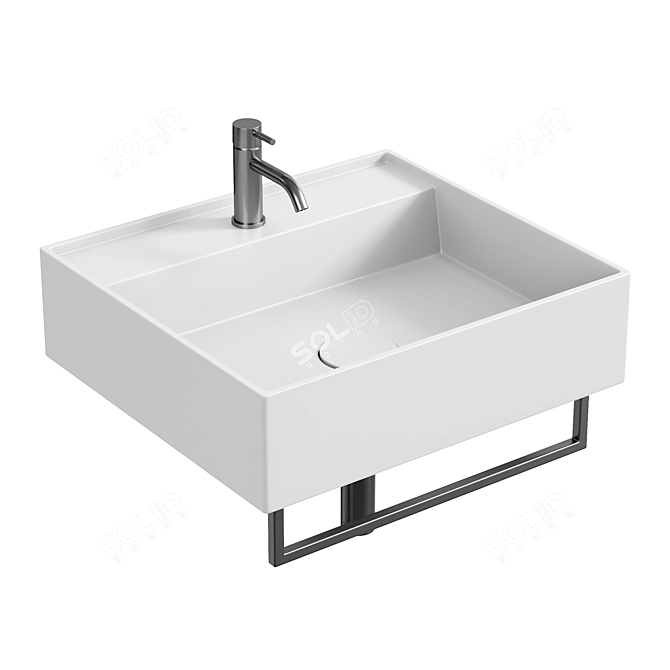 HIDE Wall-Mounted Ceramic Washbasin 3D model image 4