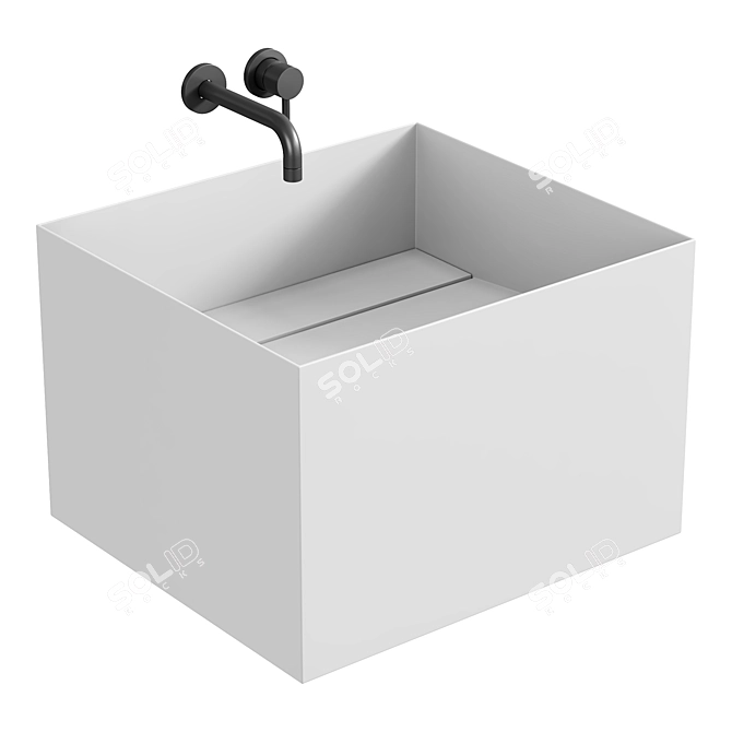 Modern Wall-Mounted Metal Washbasin 3D model image 1