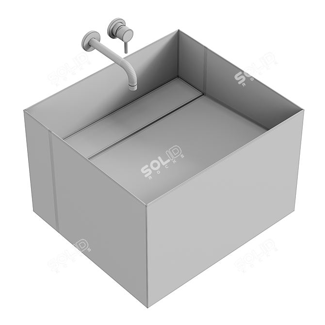 Modern Wall-Mounted Metal Washbasin 3D model image 3