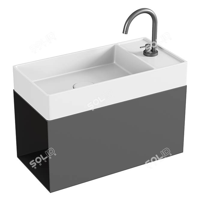 Modern Rectangular Wall Basin 3D model image 1