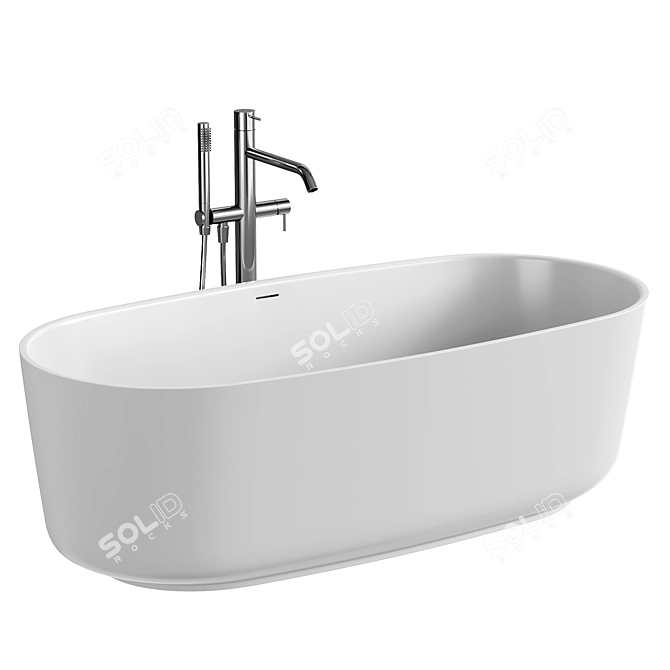 Elegant Oval Freestanding Bathtub 3D model image 1