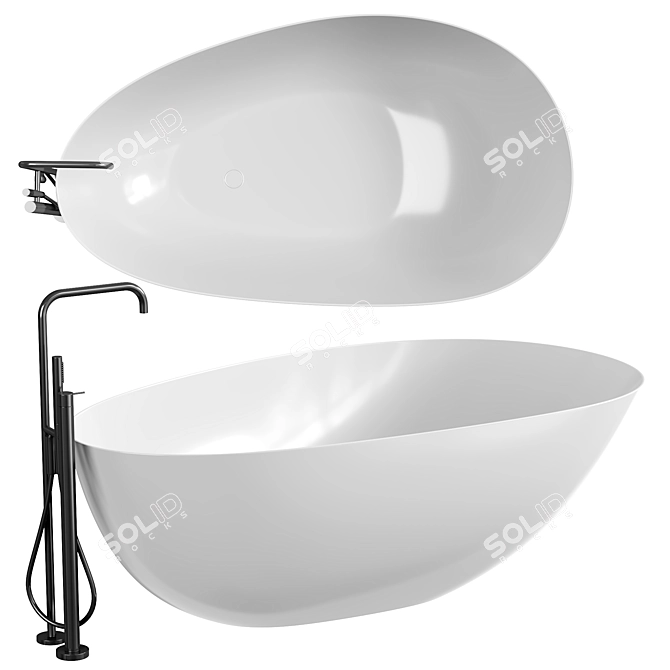 Elegant Oval Acovi Bathtub 3D model image 1