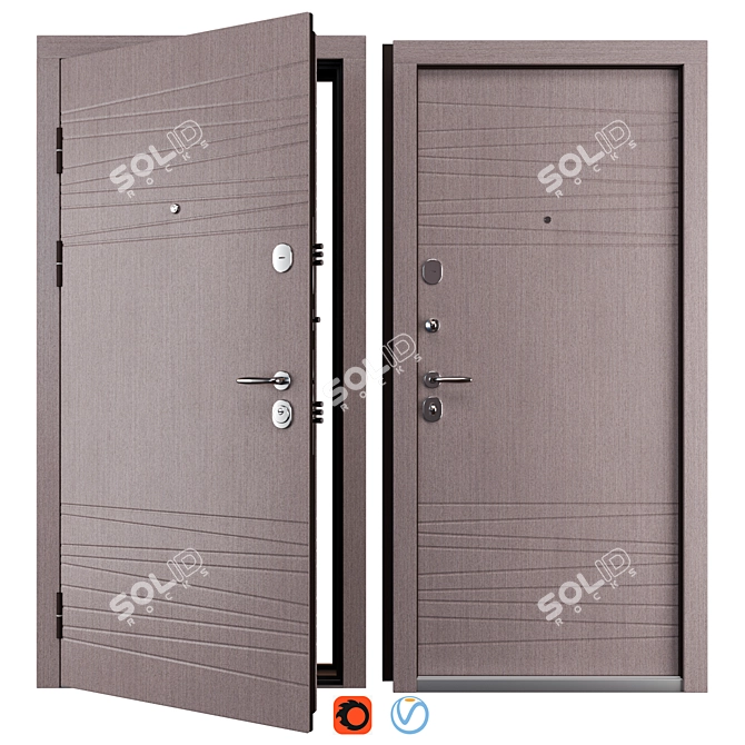  Brunella Metal Entrance Door 3D model image 1