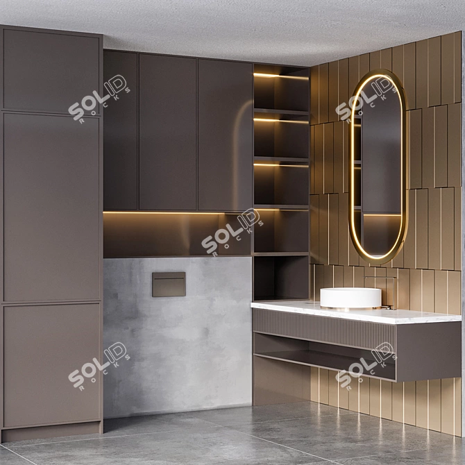 Modern Bathroom Furniture Set 11 3D model image 2