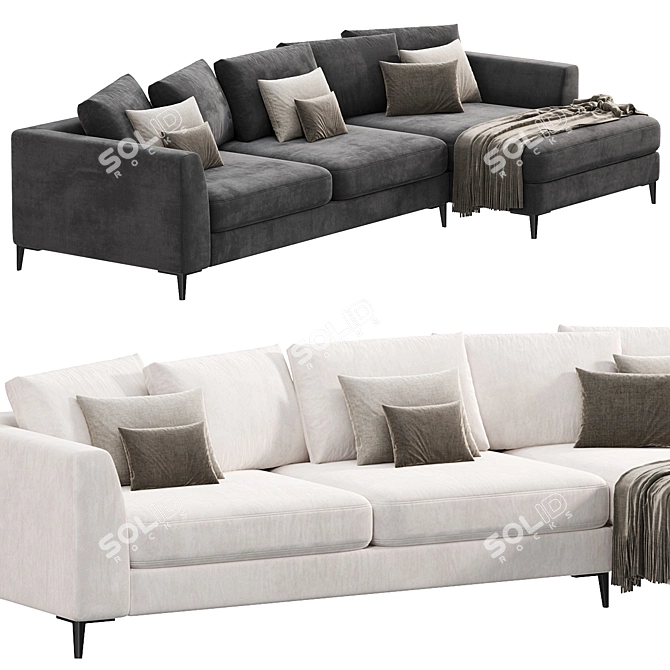 Elegant Meridian Chaise Sofa ensemble 3D model image 3