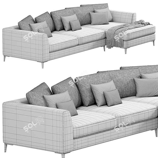 Elegant Meridian Chaise Sofa ensemble 3D model image 4