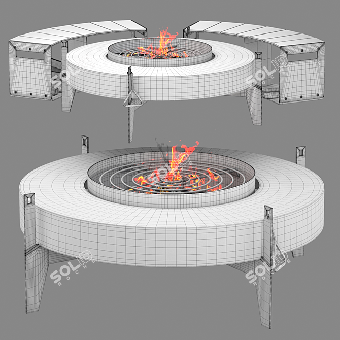 Sleek Outdoor BBQ Firepit 3D model image 3