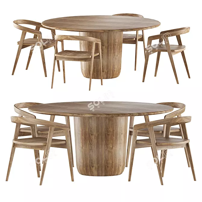 Modern Brown Dining Set. Exceptional 3D model image 1