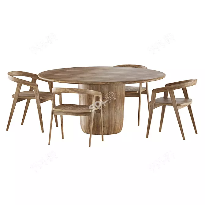 Modern Brown Dining Set. Exceptional 3D model image 2