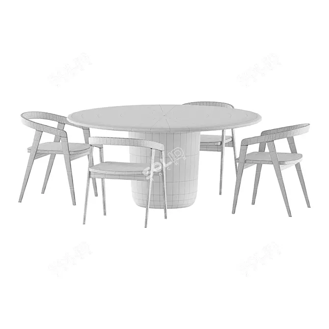 Modern Brown Dining Set. Exceptional 3D model image 3