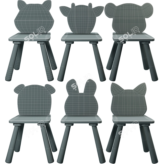 Enchanting Forest Animal Kids Chairs 3D model image 3