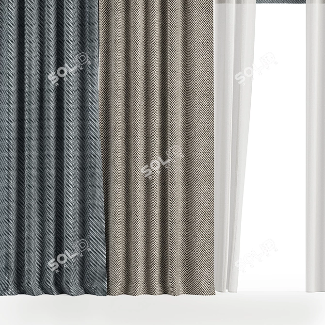 Luxury 3D Curtain Set M1 3D model image 2